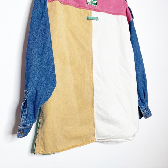 Vintage 80s/90s Colorblock Denim Jacket Size L (Fits Up to Size 14 Unbuttoned) - Picture 10 of 14